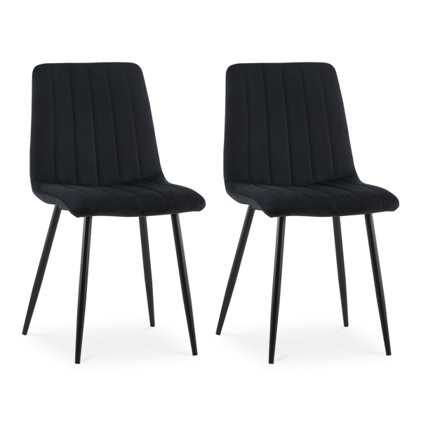 Velvet Dining Chairs set of 2, Metal Leg, Black