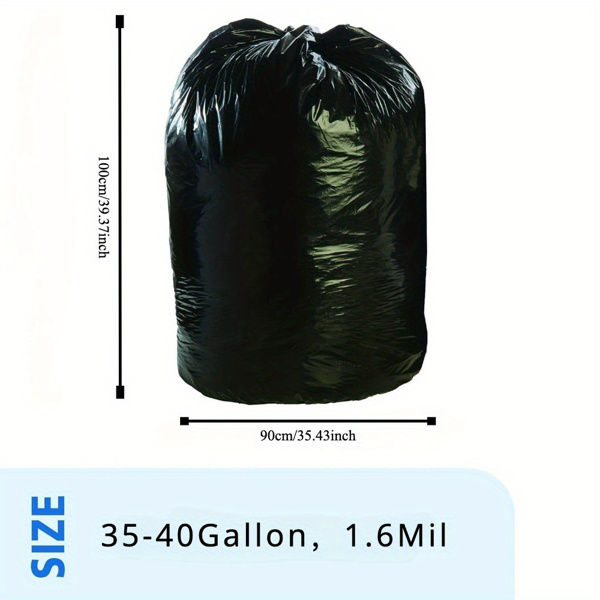 45 Gallon Trash Bags Heavy Duty, (100PCS) 1.9MIL Trash Bags Large Black Trash Bags 35in*39.4in Garbage Bags for Lawn, Leaf, and Commercial