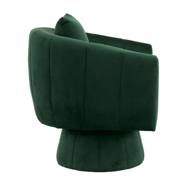 360° Swivel Accent Chair, Modern Velvet Fabric Living Room Armchair with Fluffy Cushions, Comfy Wide Upholstered, Barrel Accent Chairs for Living Room, Bedroom, Lounge, Office Green