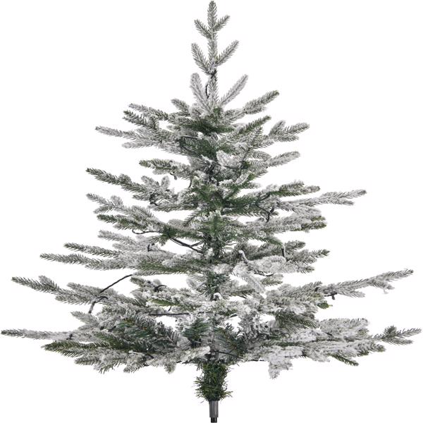 4 FT Snow Flocked Pre-lit Artificial Christmas Tree with Metal Pot Stand, Hinged Xmas Fir Tree with 120 Lights, 249 Branch Tips and Remote Control for Holiday Party Office Home, Snowy Green S001