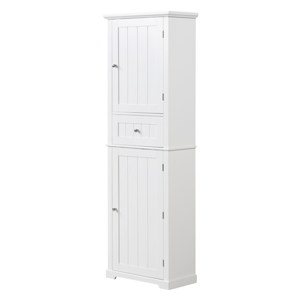 Tall Bathroom Storage Cabinet, Freestanding Storage Cabinet with Drawer and Adjustable Shelf, MDF Board with Painted Finish, White (Old Sku:WF312727AAK)