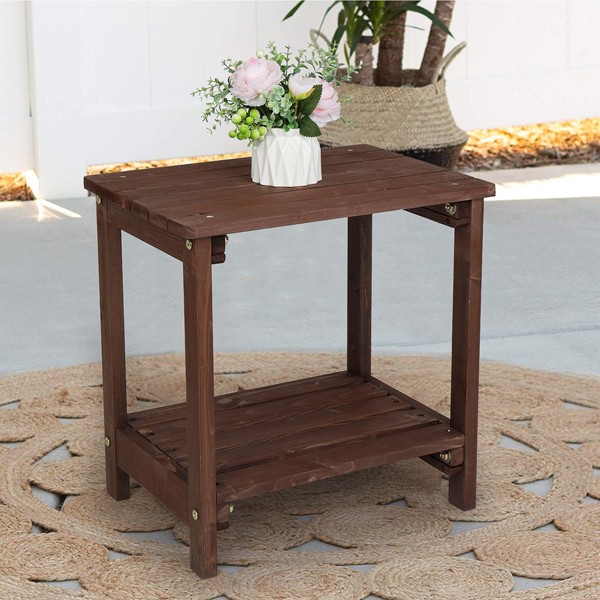 Rectangular Wood Side Table Light Brown