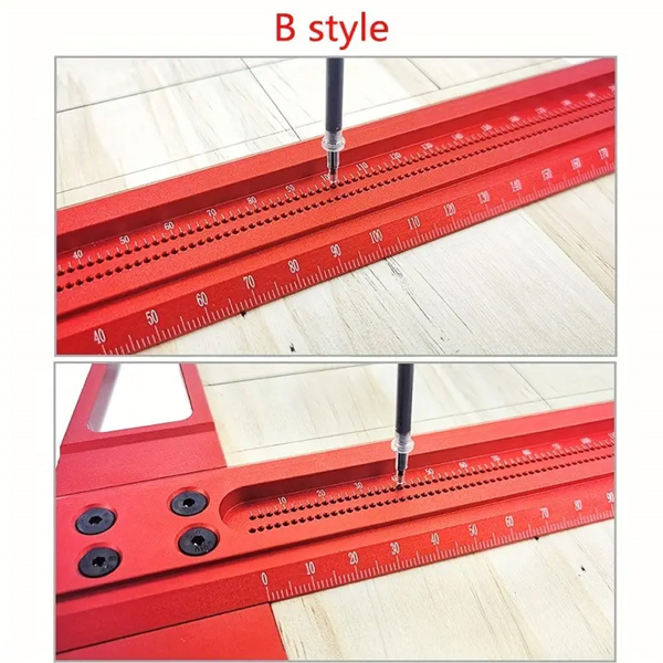 1 piece of woodworking marking T-shaped ruler, 90 degree line planning tool marking gauge, precision cross hole marking ruler for woodworking measurement and layout, 500mm