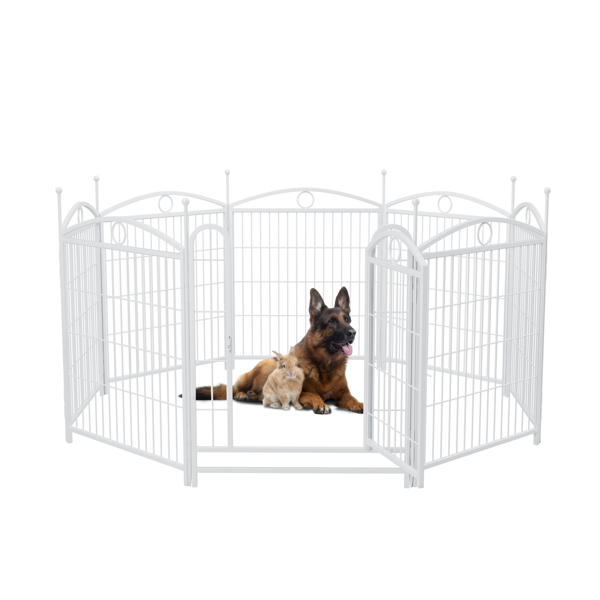 Dog Playpen Indoor 32 inch 8 Panels Metal Dog Pen Pet Dog Fence Outdoor Exercise Pen with Doors, Heavy Duty Dog Fence Puppy Pen for Large Medium Small Dogs Indoor Outdoor Foldable Pet Exercise Pen