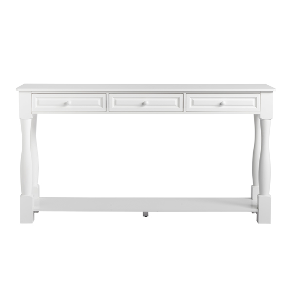 Console Table for Entryway Wood Sofa Table with Storage Drawers and Bottom Shelf for Hallway Living Room White Color