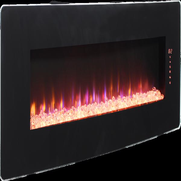 48 inch Curved Front Wall Mounted Electric Fireplace with remote and multi color flame & emberbed