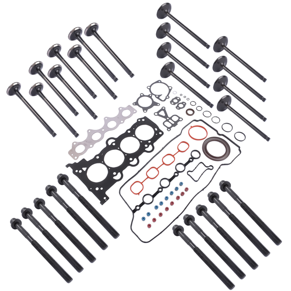 Head Gasket Set W/ Bolts &Intake Exhaust Valves for Kia Soul 1.6L L4 2012-2018