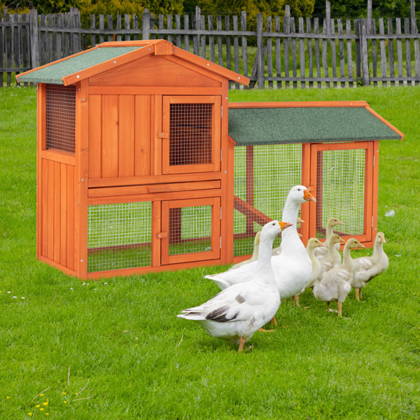 61" Wooden Chicken Coop Hen House Rabbit Wood Hutch Poultry Cage Habitat