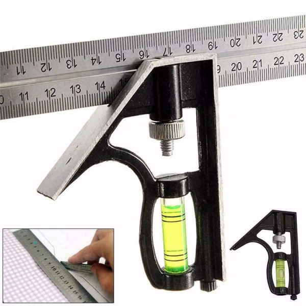 300mm (12") Adjustable Engineers Combination Try Square Set Right Angle Ruler UK