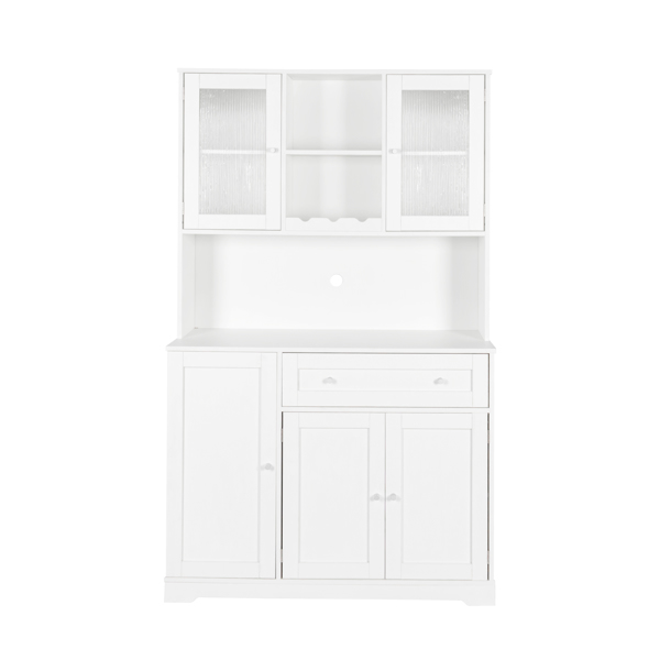 Kitchen Pantry Storage Cabinet, Modern Buffet Cabinet with Hutch, Food Pantry Cabinet with Doors and Shelves  Wine Rack for Dining Room, White