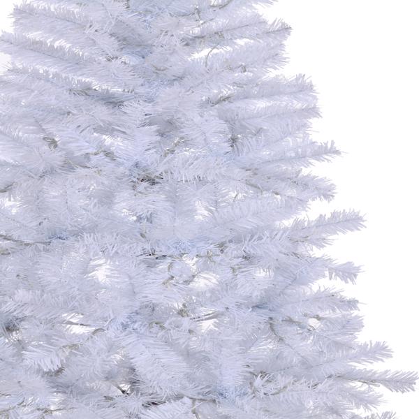 6 FT Pre-lit Artificial Pencil Christmas Tree, Hinged Xmas Pine Tree with 400 Branch Tips, 210 Lights and Remote Control for Holiday Party Office Home, White  S001