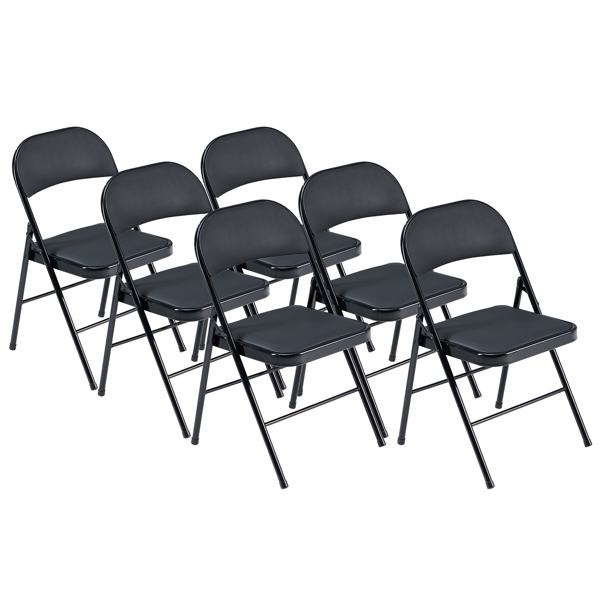 【Old Code：21983178】6pcs Elegant Foldable Iron & PVC Chairs for Convention & Exhibition Black 