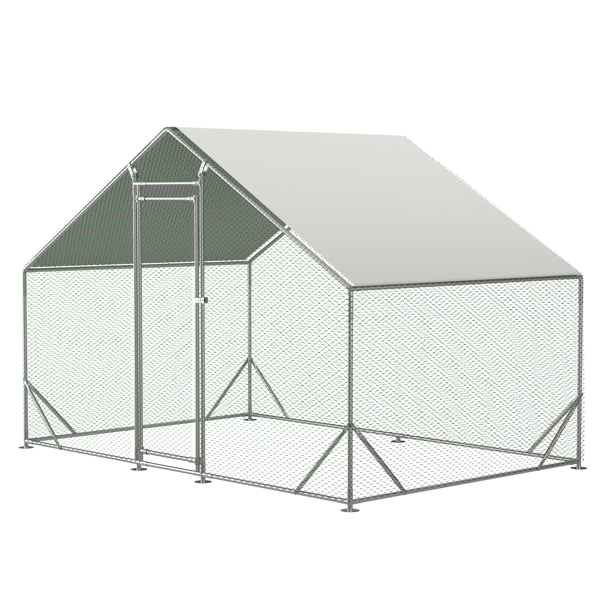 Large Metal Chicken Coop, Walk-in Chicken Run,Galvanized Wire Poultry Chicken Hen Pen Cage, Rabbits Duck Cages with Waterproof and Anti-Ultraviolet Cover for Outside(10' L x 6.6' W x 6.56' H)