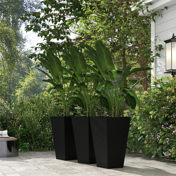 3 PCS Indoor Planters with Drainage Hole Black