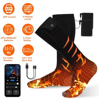 Heated Socks for Men Women Electric Heating Socks with APP Control 5000mAh Battery Rechargeable Thermal Socks Winter Warm Socks for Skiing Hiking Camping Hunting