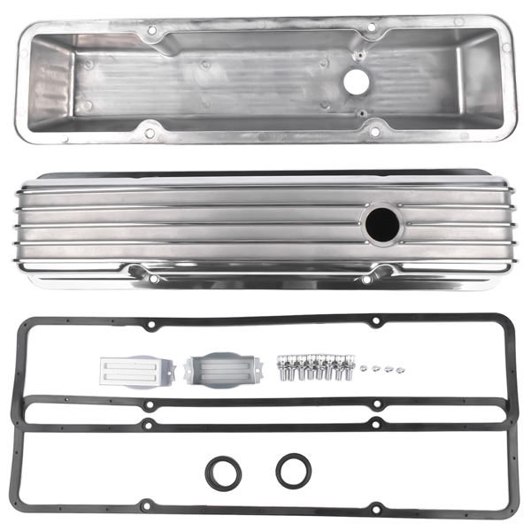 Finned Aluminum Tall Valve Covers with Bolts for Chevrolet Small Block 283 302 305 327 350 400 1958-1986