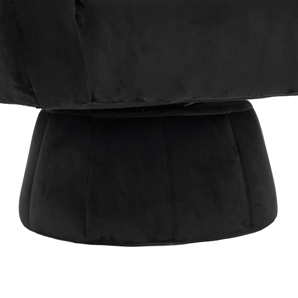 360° Swivel Accent Chair, Modern Velvet Fabric Living Room Armchair with Fluffy Cushions, Comfy Wide Upholstered, Barrel Accent Chairs for Living Room, Bedroom, Lounge, Office Black