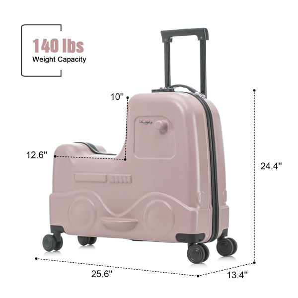 24 Inch Kid's Ride on Suitcase Children's Trolley Luggage with Spinner Wheels \Lock\Safty Belt\Telescoping Handle Blue