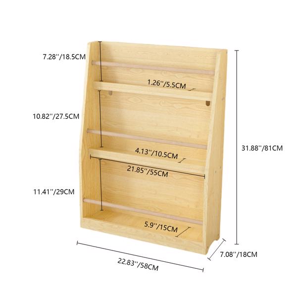 3 Tier Kids Book Shelf,Kids Book Rack, Helps Keep Bedrooms, Playrooms, and Classrooms Organized, Natural