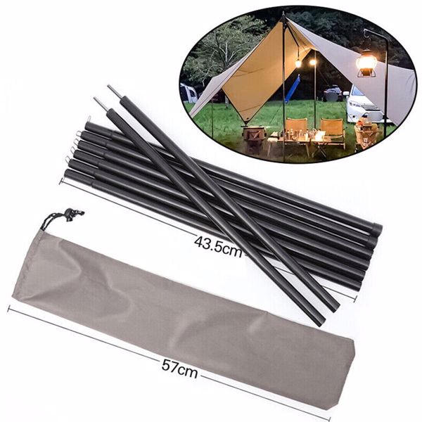 2x200cm Tent Poles Universal Telescopic Adjustable Steel Awning Canopy Tarp Pole