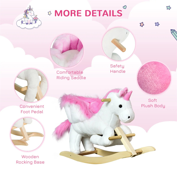 Baby rocking horse toy with music playback，Unicorn design