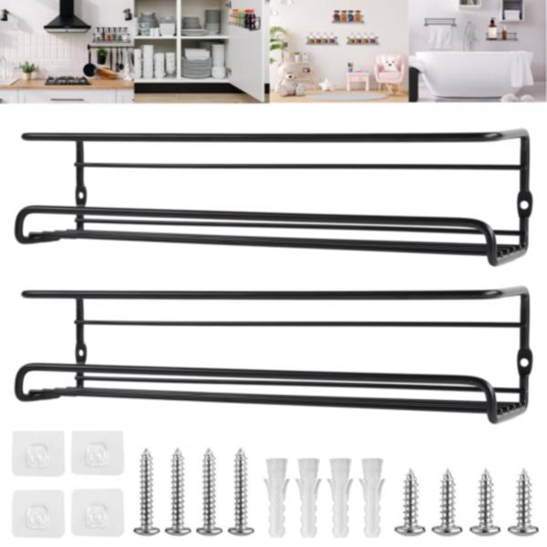 2pcs Spice Herb Jar Rack Holder For Kitchen Door Cupboard Storage Wall Mounted