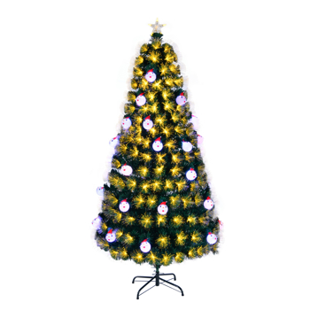  6 FT Pre-lit Fiber Optic Christmas Tree, Artificial Xmas Tree with Lighted Top Star and Snowflakes, Multicolor LEDs, Holiday Xmas Decoration Tree for Home Office Store Party, Green