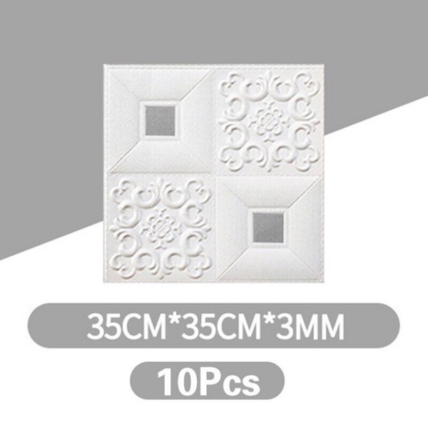 10Pcs 3D Tile Brick Wall Sticker Soft Self-adhesive Waterproof Foam Panel Decal