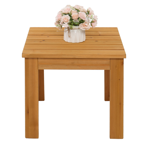 Wooden Square Side End Table Patio Coffee Bistro Table Indoor Outdoor Natural