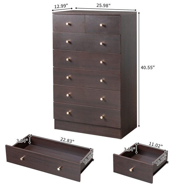 Modern Simple 7-Drawer Dresser Brown