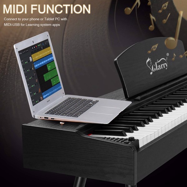 【Don’t sell on Amazon】GDP-203 88 Key Standard Full Weighted Keyboards Digital Piano with Metal Stand, Power Adapter, Triple Pedals, Headphone，for All Experience Levels Black color