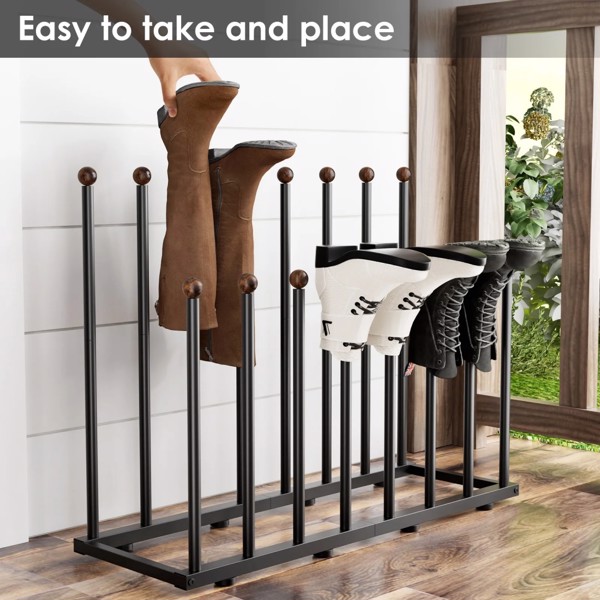 Boot Rack Organizer for 8 Pairs, Free Standing Boot Storage Metal Shoe Rack Fit for Tall Boots