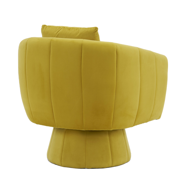 360° Swivel Accent Chair, Modern Velvet Fabric Living Room Armchair with Fluffy Cushions, Comfy Wide Upholstered, Barrel Accent Chairs for Living Room, Bedroom, Lounge, Office Yellow