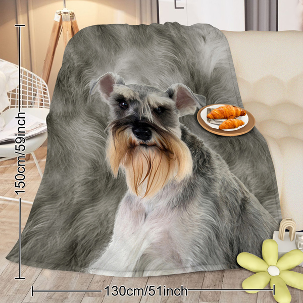 Schnauzer Flannel Blankets Cozy Blanket Super Soft Cozy Warm Puppy Dog Throw Blanket for Couch Chair Bed Sofa Office Cute Schnauzer Gifts 75*100cm