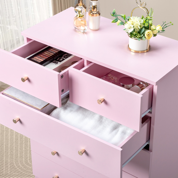 Modern Simple 4-Drawer Dresser Nightstand PINK