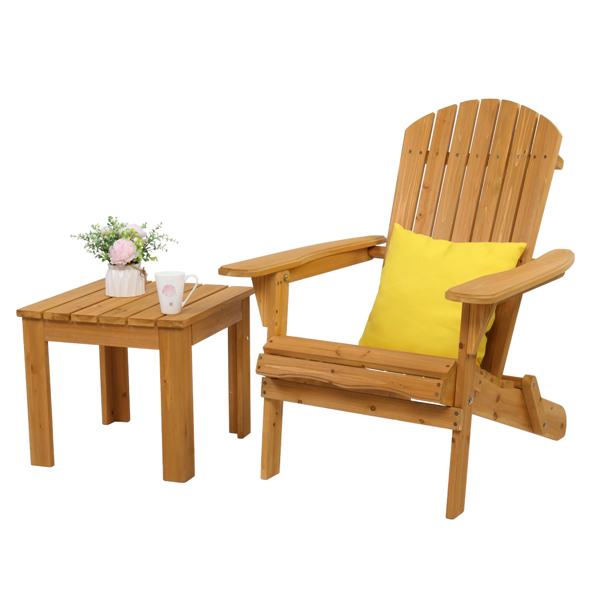 【Replace 57738306】Folding Wooden Adirondack Lounger Chair with Natural Finish