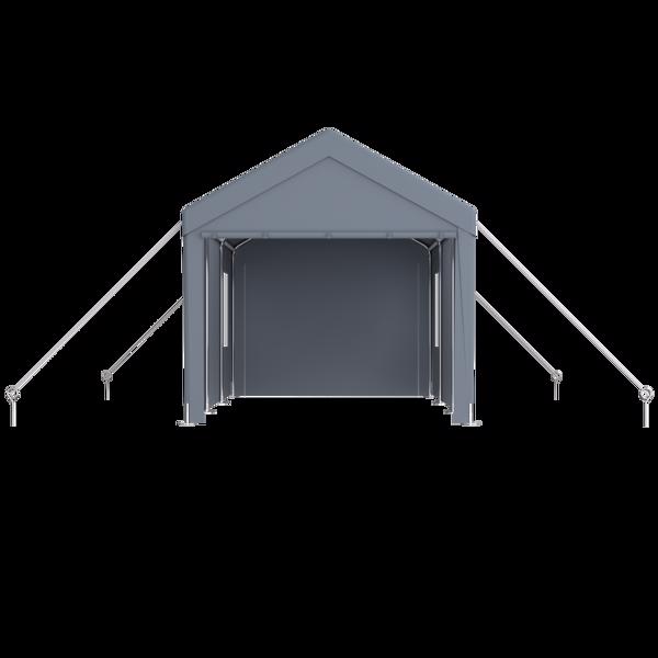 Carport 12' x 20' Portable Garage, Heavy Duty Car Port Canopy with 2 Roll-up Doors & 4 Ventilated Windows for Car, Truck, Boat, Garden Tools,grey