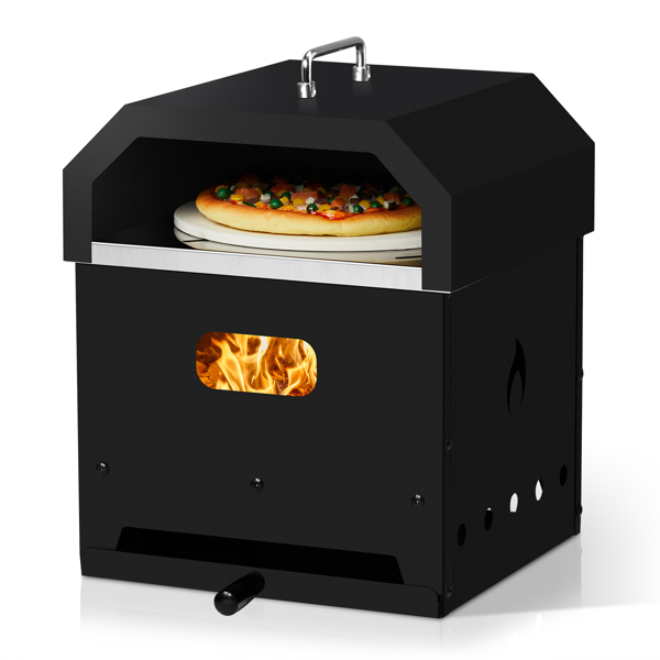 Outdoor Pizza Oven 4 in 1 Wood Fired 2-Layer Detachable Outside Ovens with Pizza Stone, Cooking Grill Grate