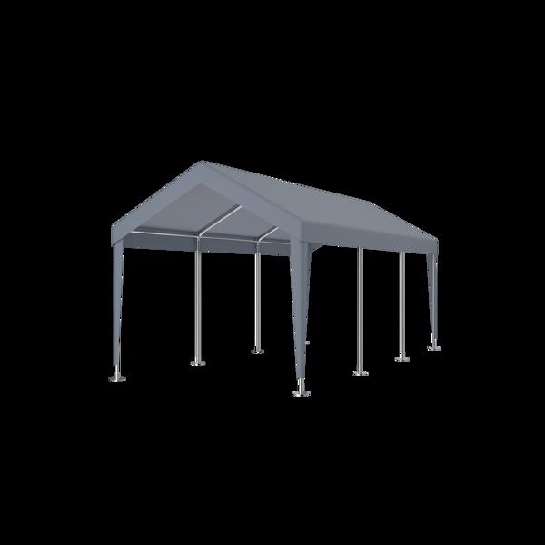 Carport 12' x 20' Portable Garage, Heavy Duty Car Port Canopy with 2 Roll-up Doors & 4 Ventilated Windows for Car, Truck, Boat, Garden Tools,grey