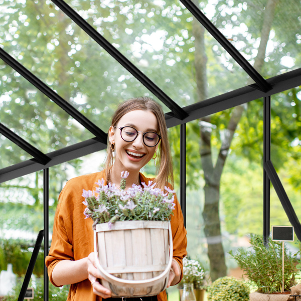 6x8ft Hybrid Polycarbonate Greenhouse Black