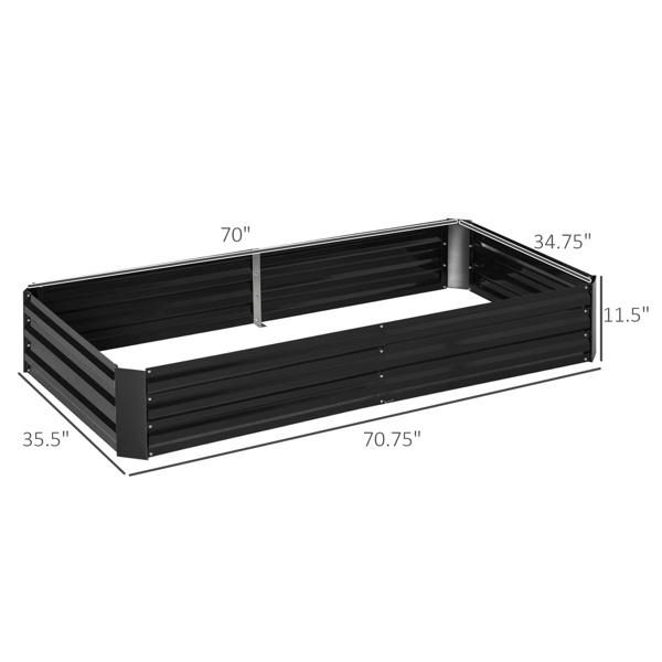 6' x 3' Raised Garden Bed with Support Rod, Black Planter Box