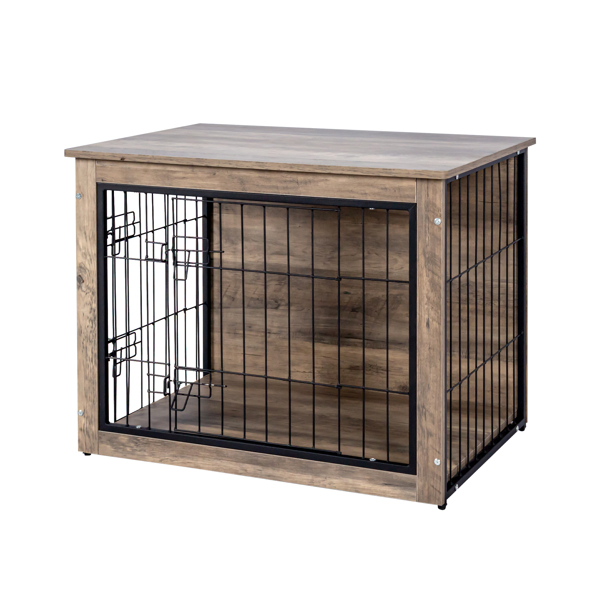 Dog Crate Furniture , Medium Wooden Dog Crate with Double Doors, Dog Furniture, Indoor Dog Kennel,  Medium