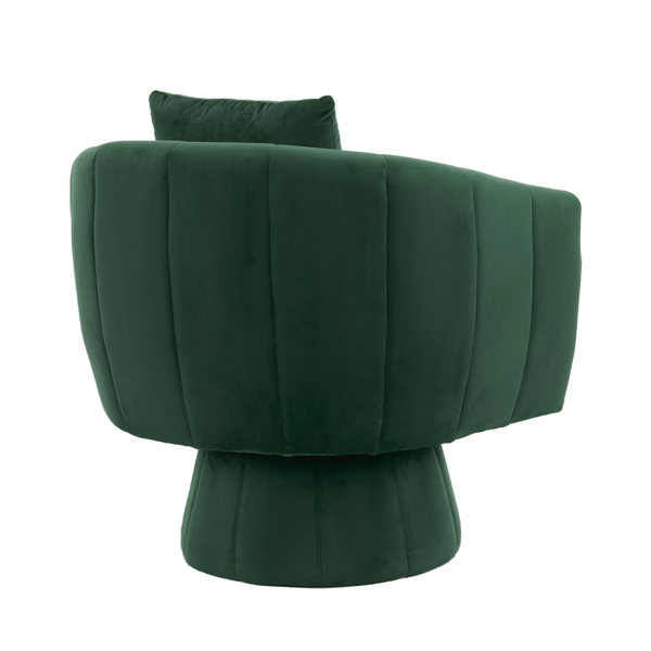 360° Swivel Accent Chair, Modern Velvet Fabric Living Room Armchair with Fluffy Cushions, Comfy Wide Upholstered, Barrel Accent Chairs for Living Room, Bedroom, Lounge, Office Green