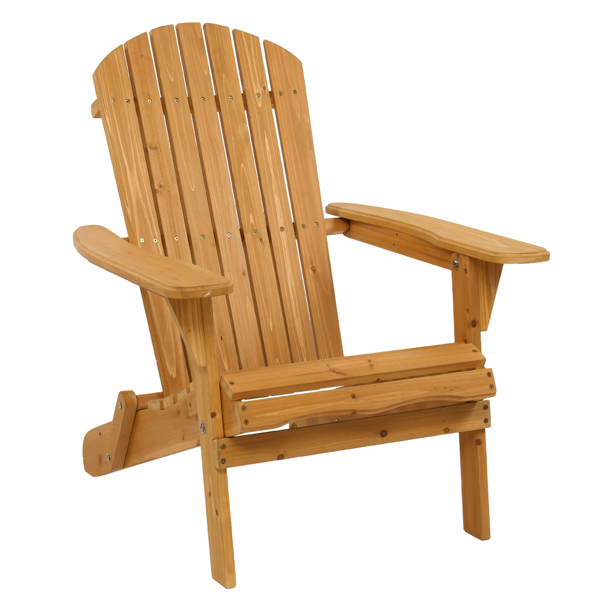 【Replace 57738306】Folding Wooden Adirondack Lounger Chair with Natural Finish