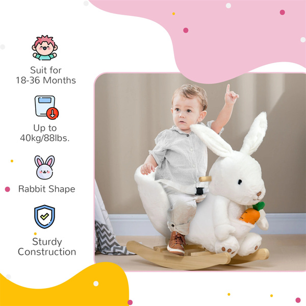 Baby rocking horse toy with music playback  White rabbit shape