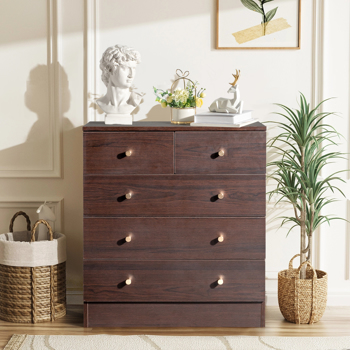 Modern Simple 5-Drawer Dresser Brown