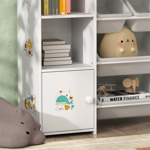 White multifunctional bookshelf for children