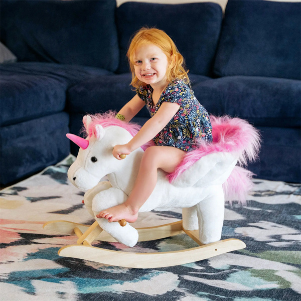 Baby rocking horse toy with music playback，Unicorn design