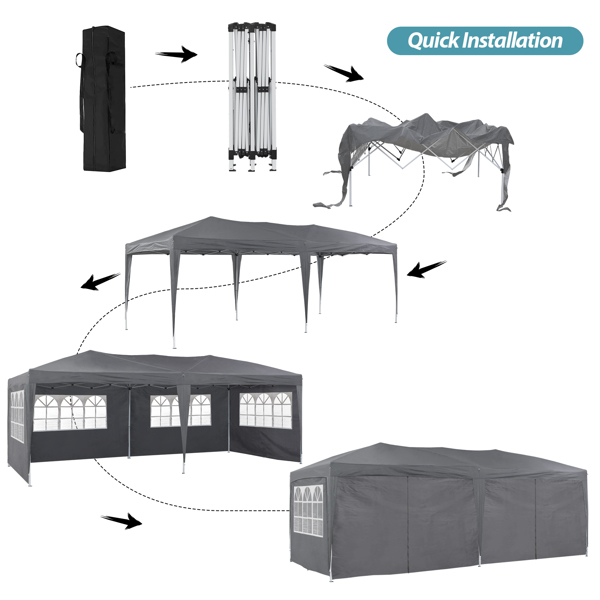 10×20 Party Tent Wedding Patio Gazebo,with 6 Removable Sidewalls & Carry Bag The Pop Up Canopy Tent, Anti-UV All Season Wind Waterproof Commercial Outdoor Wedding BBQ Events Party Tent