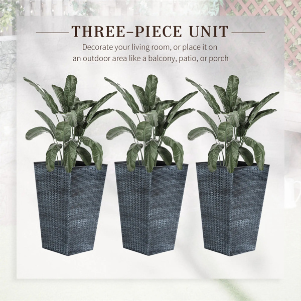 3 PCS Indoor Planters with Drainage Hole   Gray